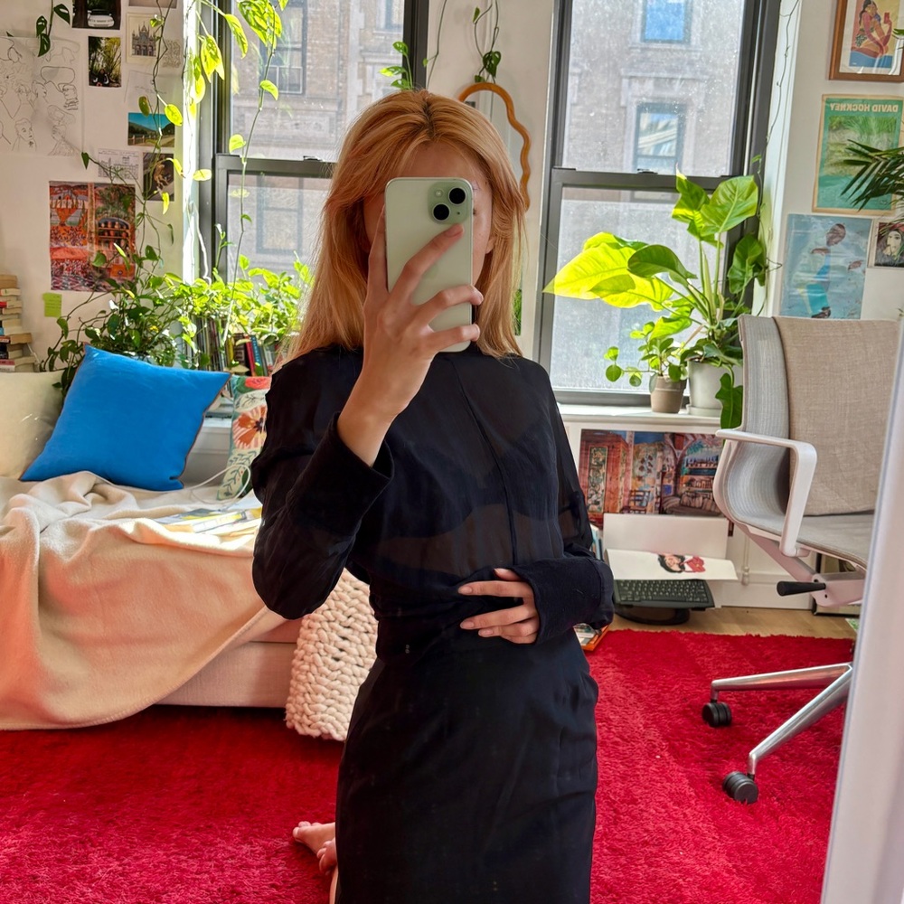 Ann Demeulemeester Black Sheer Blouse